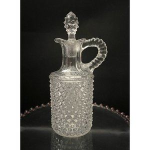 EAPG Pointed Hobnail  Antique Decanter Cruet with Stopper- 1880s Clear, Small